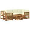 vidaXL Outdoor-Sofagarnitur 7 stk. Natur und Creme Massivholz Akazie