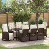 vidaXL Garten Essgruppe mit Kissen 9 pcs Braun Poly-Rattan