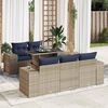 vidaXL 6-tlg. Garten-Sofagarnitur mit Kissen Grau Poly Rattan Akazie