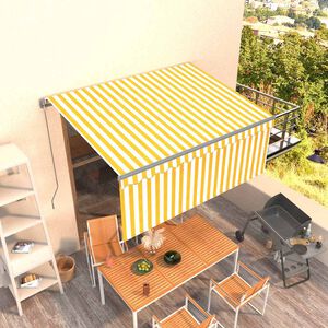 vidaXL Markise Manuell Einziehbar mit Rollo 3x2,5 m Gelb & Wei&szlig;