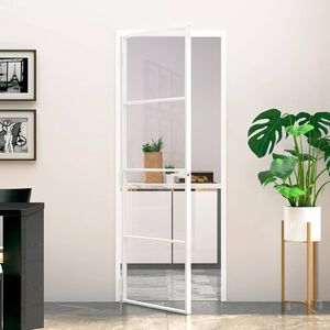 vidaXL Innent&uuml;r Wei&szlig; 76x201,5 cm Hartglas & Aluminium Schlank