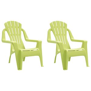 vidaXL Kinder-Gartenst&uuml;hle 2 Stk. Gr&uuml;n 37x34x44 cm PP Holzoptik