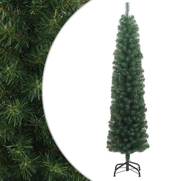 vidaXL K&uuml;nstlicher Weihnachtsbaum Schlank mit St&auml;nder Gr&uuml;n 180 cm PVC
