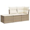 vidaXL 3-tlg. Garten-Sofagarnitur mit Kissen Beige Poly Rattan