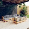 vidaXL 11-tlg. Garten-Lounge-Set mit Grauen Kissen Kiefer Massivholz