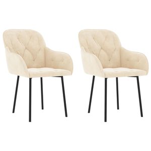vidaXL Esszimmerst&uuml;hle 2 Stk. Creme Samt