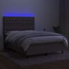 vidaXL Boxspringbett mit Matratze & LED Taupe 140x190 cm Stoff