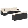 vidaXL 10-tlg. Garten-Sofagarnitur mit Kissen Schwarz Poly Rattan