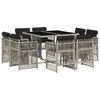 vidaXL 9-tlg. Garten-Essgruppe mit Kissen Hellgrau Poly Rattan