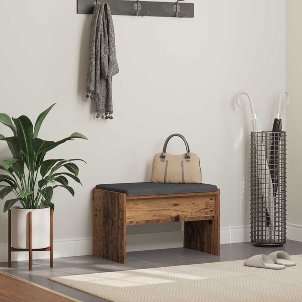 vidaXL Flurbank mit Kissen Altholz 63 x 38 x 40 cm