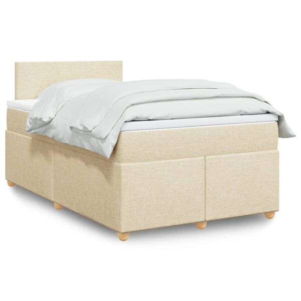 vidaXL Boxspringbett mit Matratze Creme 120x200 cm Stoff