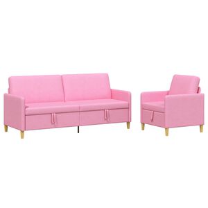 vidaXL Sofa Set mit Stauraum 2 stk. Rosa Polyester