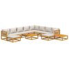 vidaXL 12-tlg. Garten-Lounge-Set mit Hellgrauen Kissen Massivholz