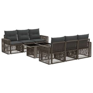 vidaXL Gartensofa-set 7 stk. Grau und Dunkelgrau Poly-Rattan