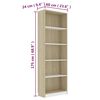 vidaXL B&uuml;cherregal 5 F&auml;cher Wei&szlig; Sonoma-Eiche 60x24x175 Holzwerkstoff