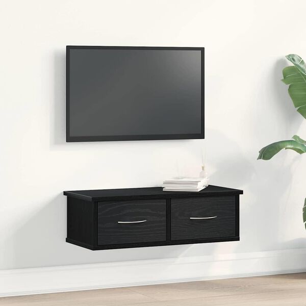 vidaXL Wandschrank Wandmontiert Schwarz Eichen-Optik 60 x 26 x 18,5 cm