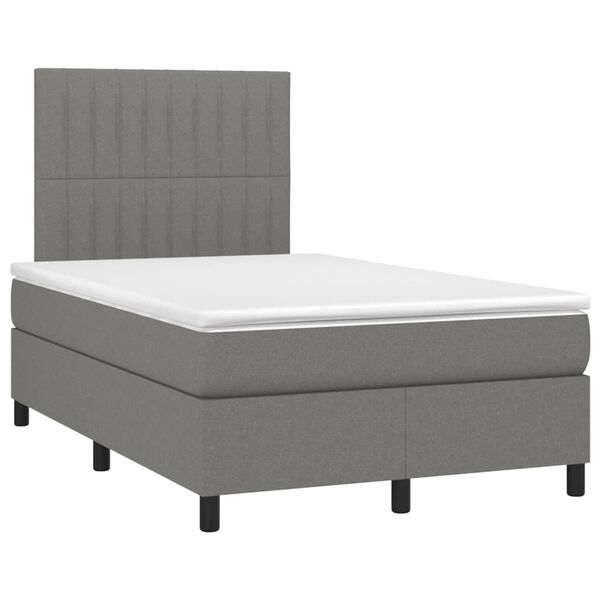 vidaXL Boxspringbett mit Matratze & LED Dunkelgrau 120x200 cm Stoff
