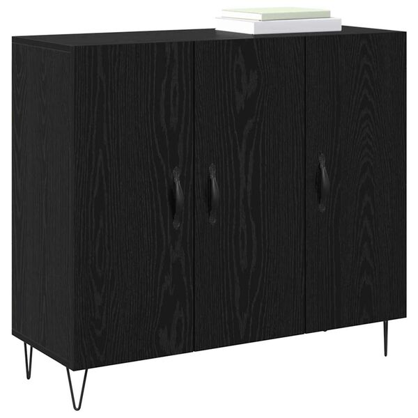 vidaXL Sideboard Schwarz Eichen-Optik 90 x 32,5 x 80 cm Holzwerkstoff