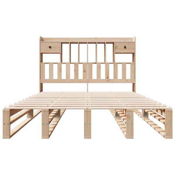 vidaXL Massivholzbett mit Regal ohne Matratze 140x190 cm Kiefernholz
