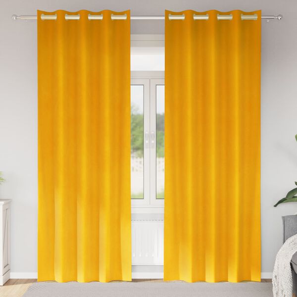 vidaXL Verdunkelungsvorh&auml;nge 2 pcs Senfgelb 140 x 260 cm Samt