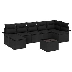 vidaXL Gartensofa-set mit Kissen 8 pcs Schwarz Poly-Rattan