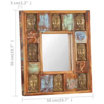 vidaXL Spiegel mit Buddha-Verzierung 50x50 cm Recyceltes Massivholz