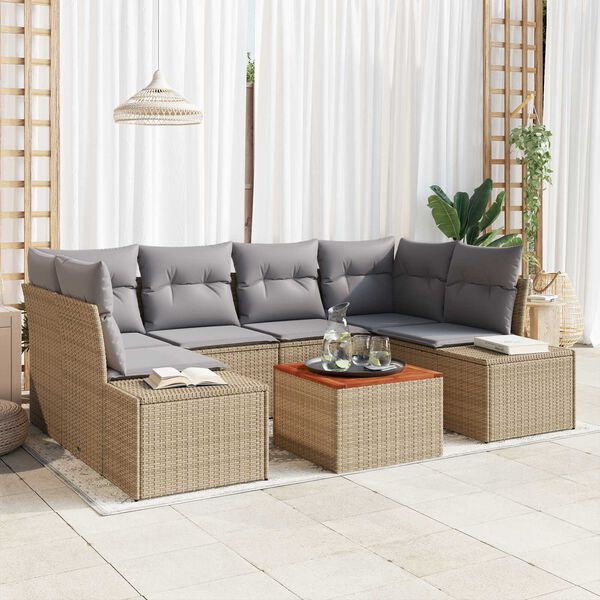 vidaXL Garten-Sofa-Set 7 pcs Beige und Hellgrau