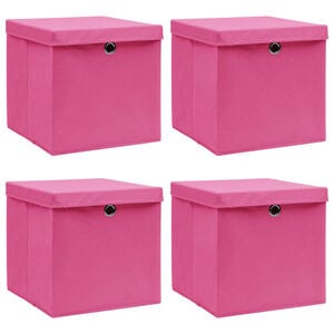 vidaXL Aufbewahrungsboxen mit Deckeln 4 Stk. Rosa 32x32x32 cm Stoff