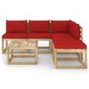 vidaXL 6-tlg. Garten-Lounge-Set mit Roten Kissen