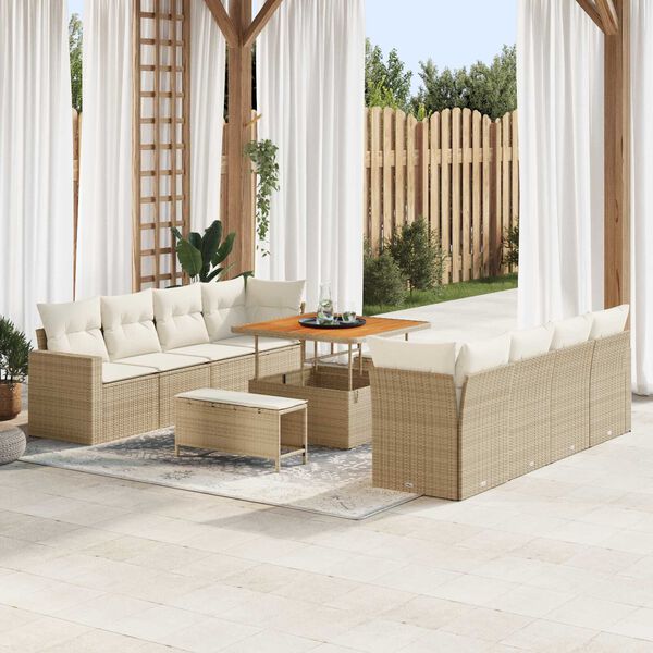 vidaXL Garten-Sofa-Set 11 pcs Beige Poly-Rattan