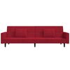 vidaXL Schlafsofa 2-Sitzer mit 2 Kissen Weinrot Samt