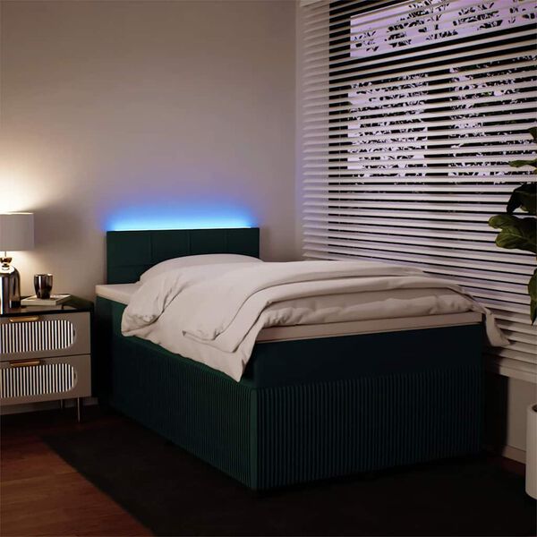 vidaXL Boxspringbett mit Matratze Dunkelgr&uuml;n 120x200 cm Samt