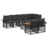 vidaXL Outdoor-Sofagarnitur 9 pcs Schwarz und Dunkelgrau Poly-Rattan