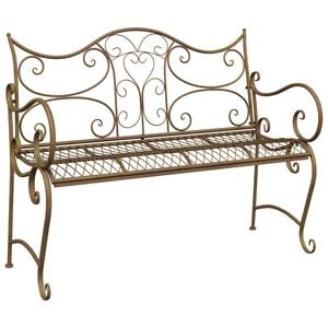vidaXL Gartenbank 2-Sitzanzahl 114 x 56,5 x 90 cm Stahl Antikbraun