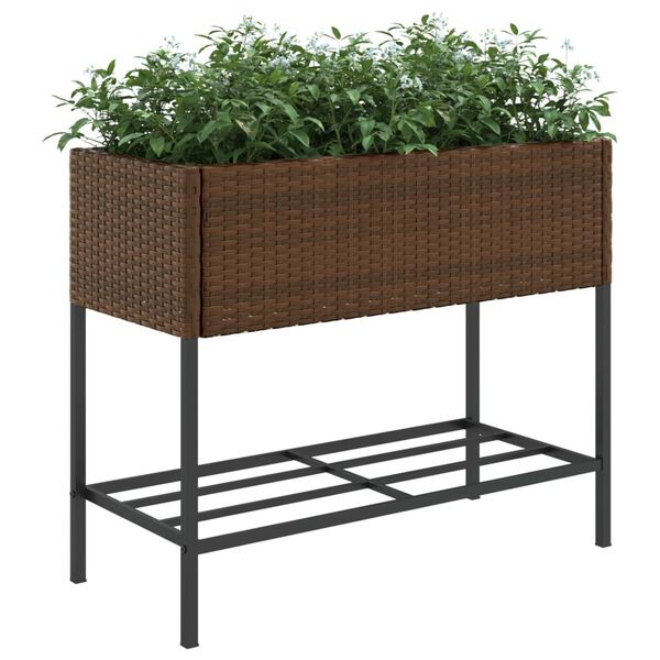 vidaXL Hochbeete mit Ablage 2 Stk. Braun 90x40x75 cm Poly Rattan