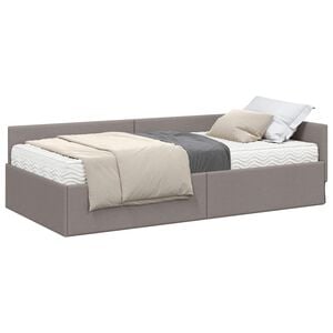 vidaXL Eckbettgestell mit Matratze 2 stk. Taupe 80 x 200 cm Stoff