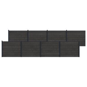 vidaXL Zaunelement 8 pcs WPC und Aluminium Schwarz