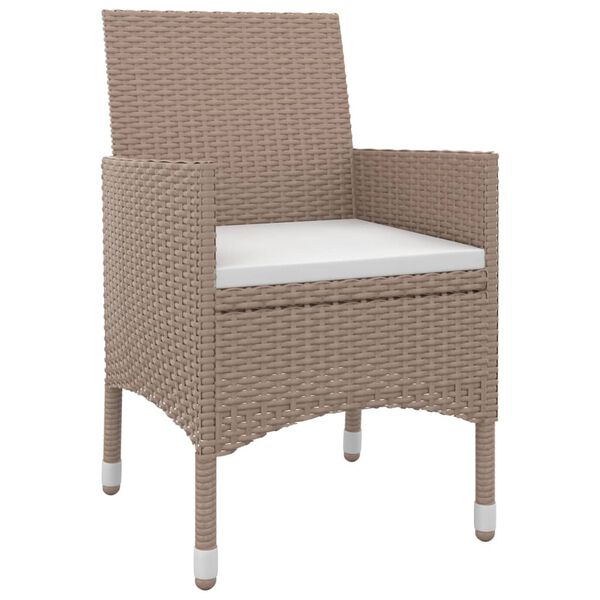 vidaXL 7-tlg. Garten-Essgruppe mit Auflagen Poly Rattan und Glas