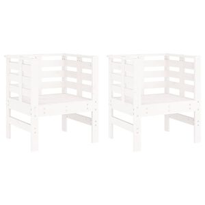 vidaXL Gartenst&uuml;hle 2 Stk. Wei&szlig; 61,5x53x71 cm Massivholz Kiefer