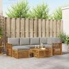 vidaXL Ecksofa Set 7 pcs Nat&uuml;rlich und Hellgrau Massivholz Akazie