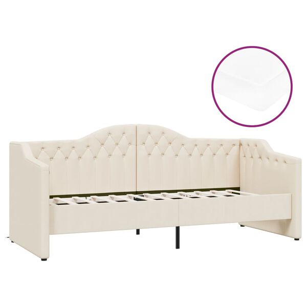 vidaXL Tagesbett mit Matratze USB Creme Stoff 90x200 cm
