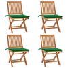 vidaXL Klappbare Gartenst&uuml;hle mit Kissen 4 Stk. Massivholz Teak