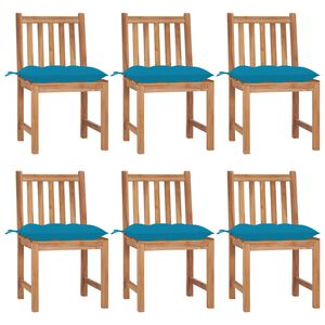vidaXL Gartenst&uuml;hle 6 Stk. mit Kissen Massivholz Teak