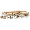 vidaXL 17-tlg. Garten-Essgruppe mit Kissen Beige Poly Rattan
