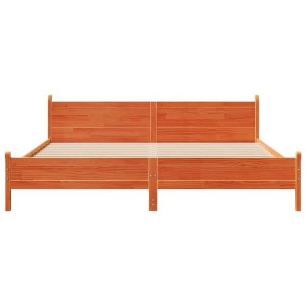 vidaXL Massivholzbett ohne Matratze Wachsbraun 180x200 Kiefernholz