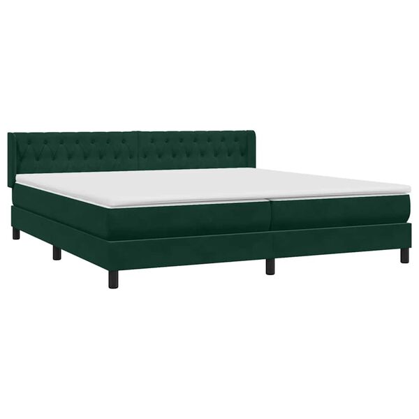 vidaXL Boxspringbett mit Matratze Dunkelgr&uuml;n 180x210 cm Samt