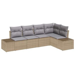 vidaXL Gartensofa-set 5 pcs Beige und Hellgrau Poly-Rattan