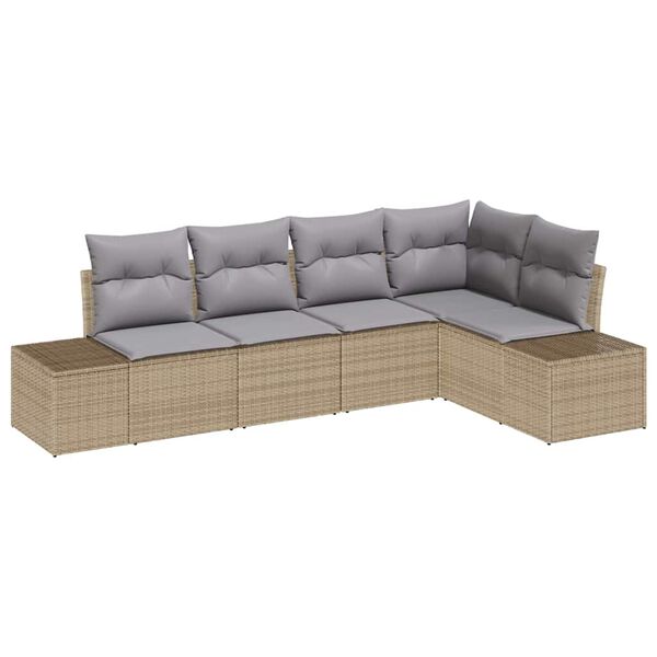 vidaXL Gartensofa-set 5 pcs Beige und Hellgrau Poly-Rattan