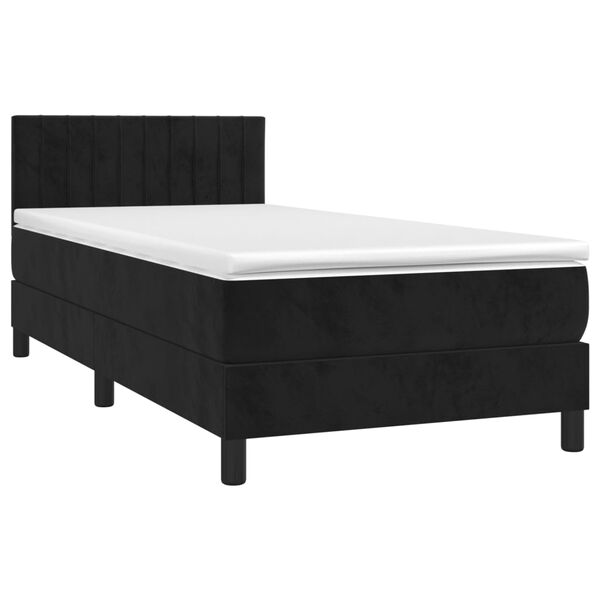 vidaXL Boxspringbett mit Matratze & LED Schwarz 90x200 cm Samt