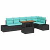 vidaXL Garten Essgruppe 7 stk. 6-Sitzanzahl Schwarz und Teal